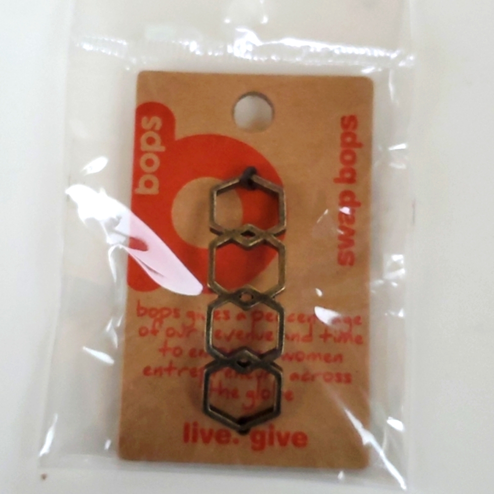 Boutique Swap Bops Adornment Charm Four Hexagons Any Necklace or Bracelet